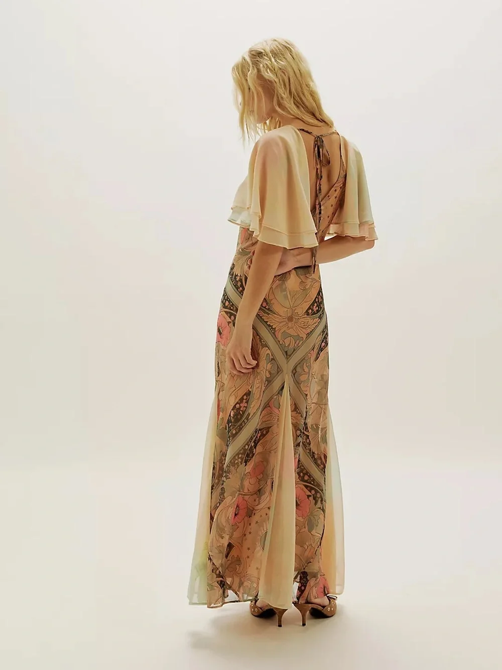 People Bohemian Floral Maxi Dress in Blush Pink